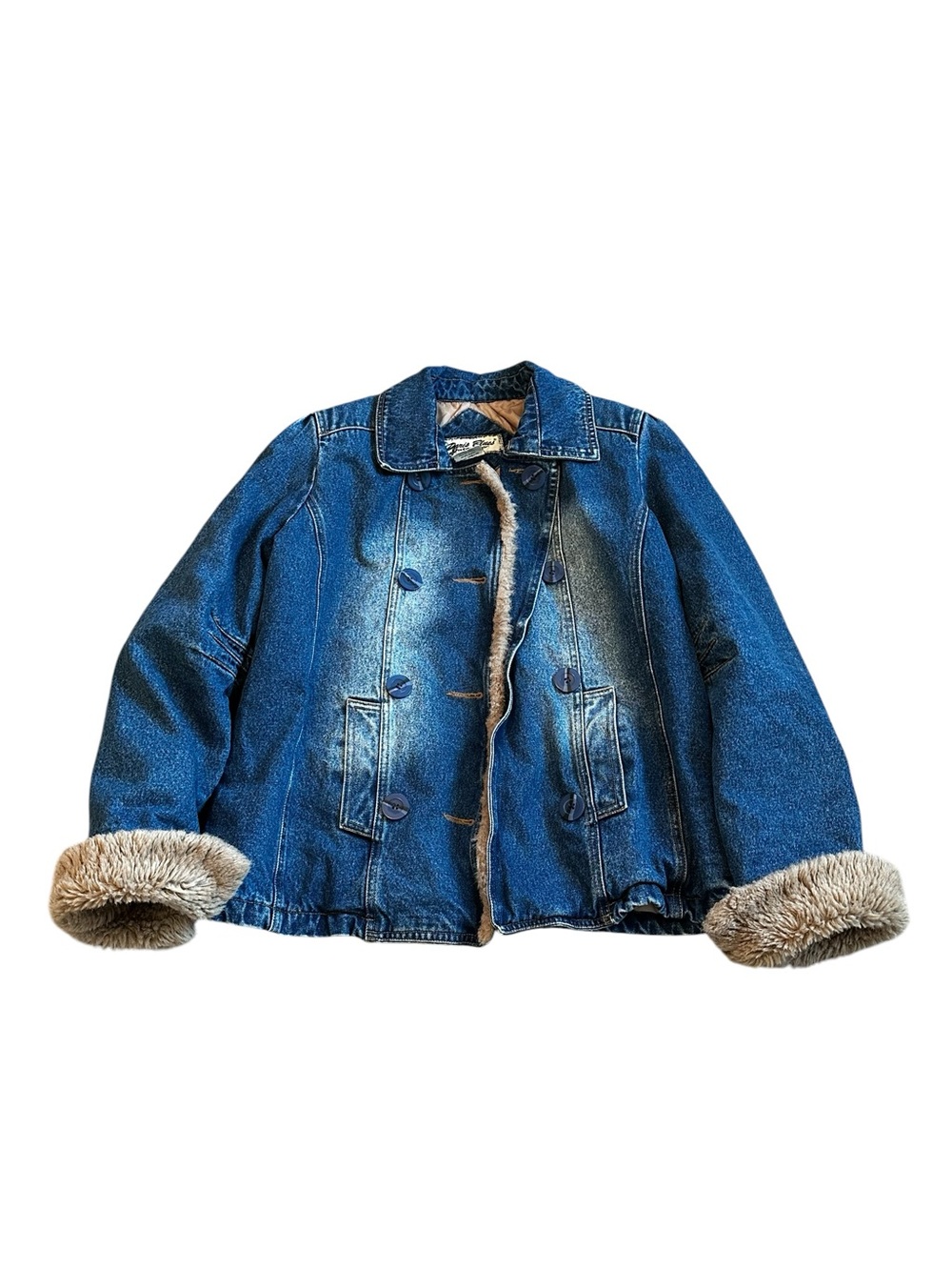 Vintage Paris Blues Outerwear Denim Chore Coat Barn Jacket Quilted Lining Y2K